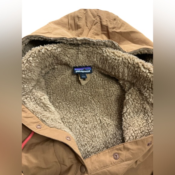 Patagonia Women’s Tan Shelled Retro-X Sherpa Fleece Hooded Pullover Jacket L - Picture 7 of 9